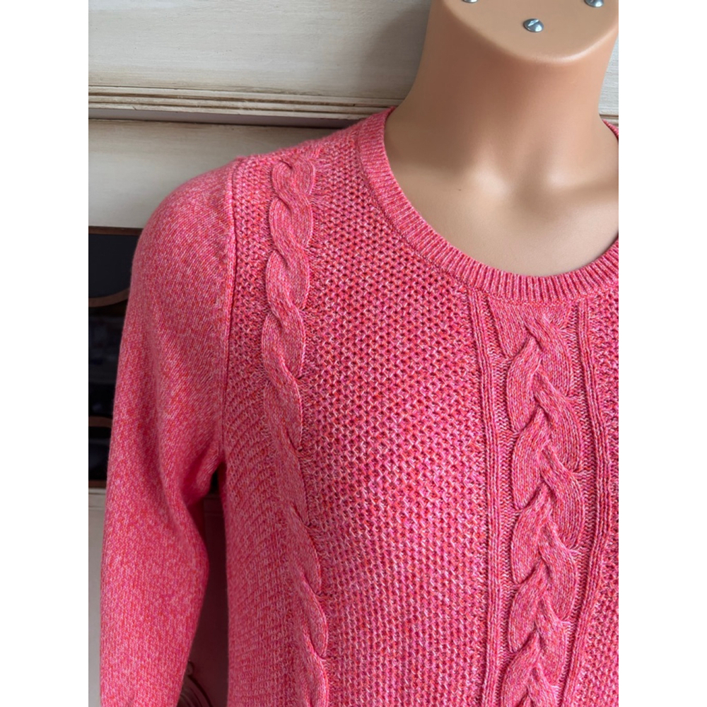 EUC Talbots Cotton Blend Zipper Back Cable Knit Sweater | Sz Med - Picture 2 of 8